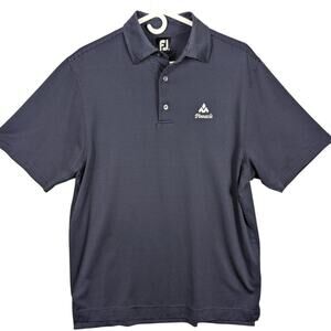 FootJoy Pinnacle Golf Polo Shirt Mens Medium Blue Performance FJ Logo Polyester